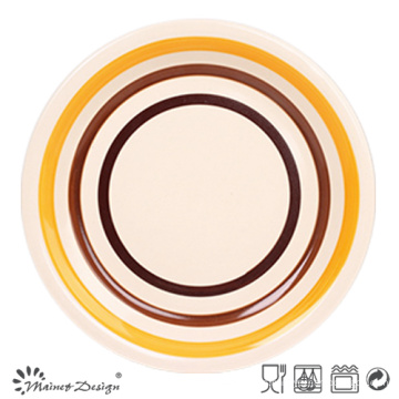 Placa de cena de gres de círculos naranja y marrón